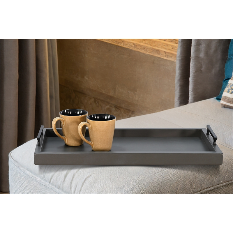 Pemberly Row Modern Rectangular Tessa Wood Dining Table Tray