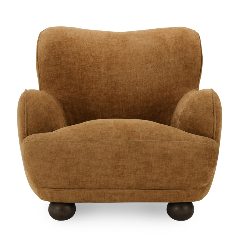 Pemberly Row Upholstered Chenille Fabric Accent Chair in Amber