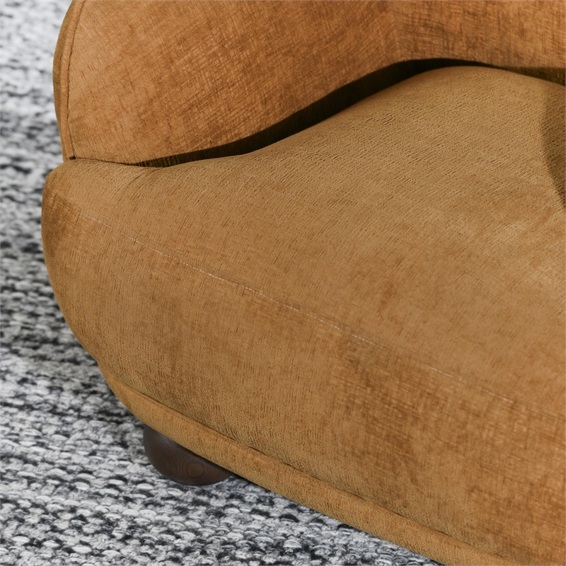 Pemberly Row Upholstered Chenille Fabric Accent Chair in Amber