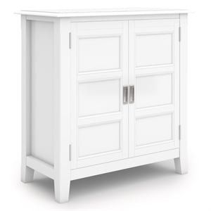 Pemberly Row Solid Wood 30&quotw Transitional Low Storage Cabinet in White