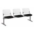 Pemberly Row Polyurethane 3 Seats Reception Bench in White/Tuxedo Black