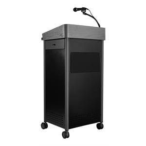 Pemberly Row 46&quot Modern Metal Lectern with Battery in Charcoal