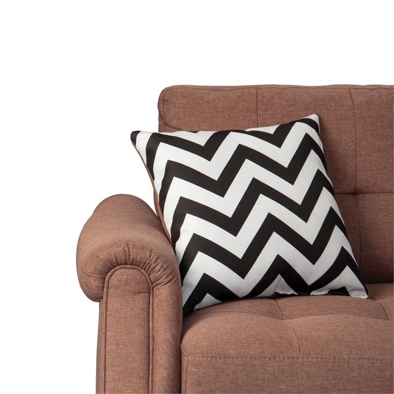 Pemberly Row Fabric Reversible Sectional Sofa Set in Light Coffee Color