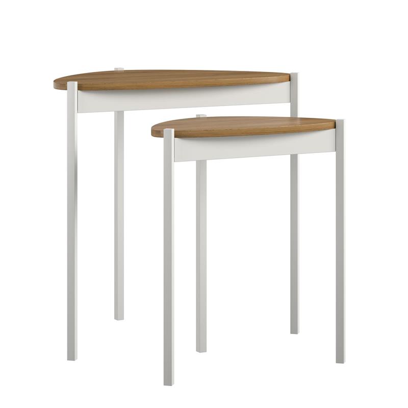 Pemberly Row Contemporary Nesting Tables in Walnut/White Finish
