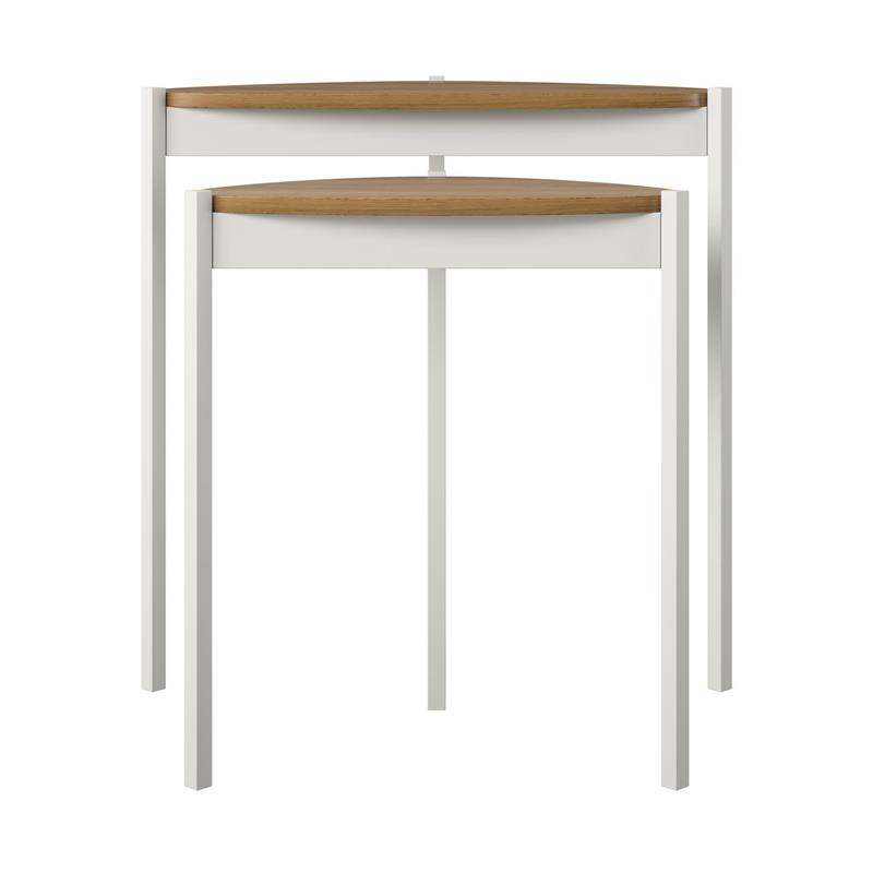 Pemberly Row Contemporary Nesting Tables in Walnut/White Finish