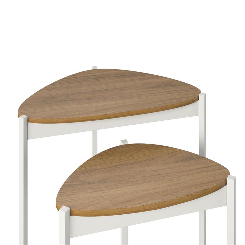 Pemberly Row Contemporary Nesting Tables in Walnut/White Finish