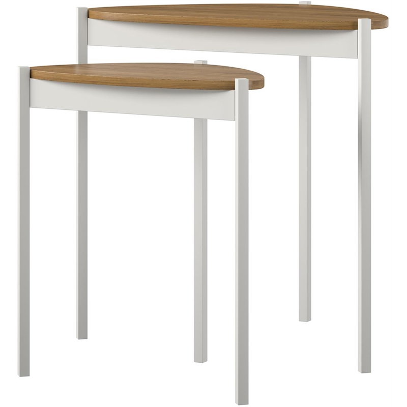 Pemberly Row Contemporary Nesting Tables in Walnut/White Finish