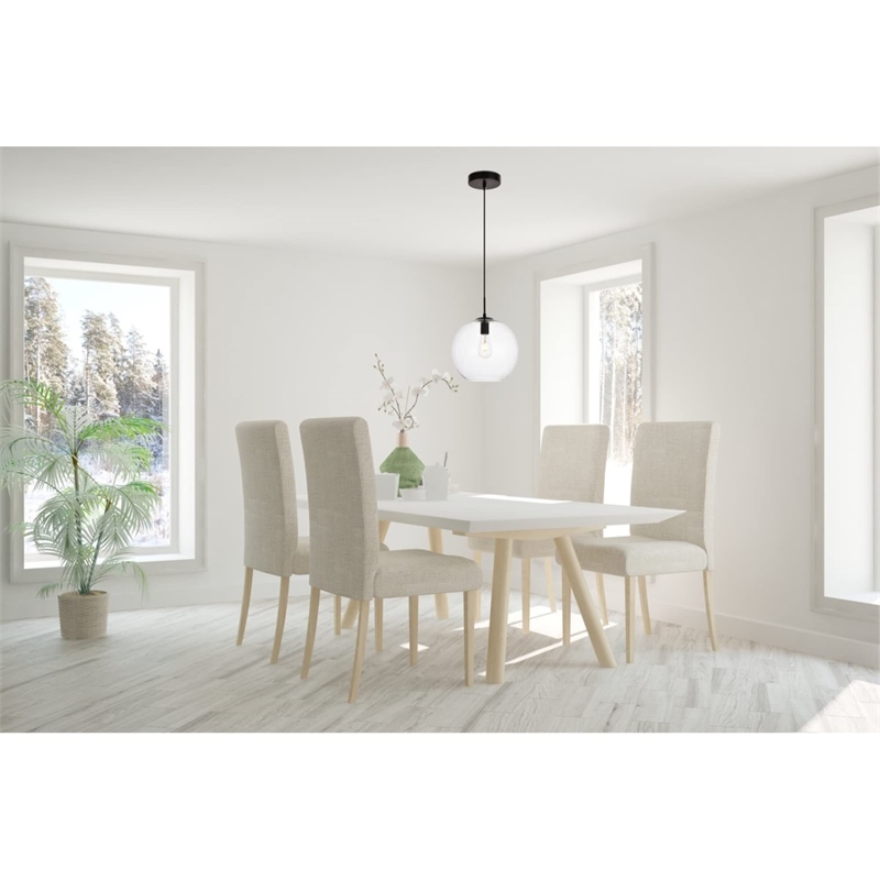 Pemberly Row 1-Light Transitional Metal Pendant - Black & Clear