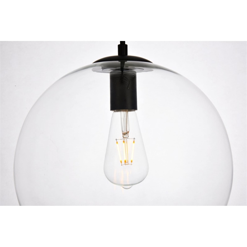 Pemberly Row 1-Light Transitional Metal Pendant - Black & Clear