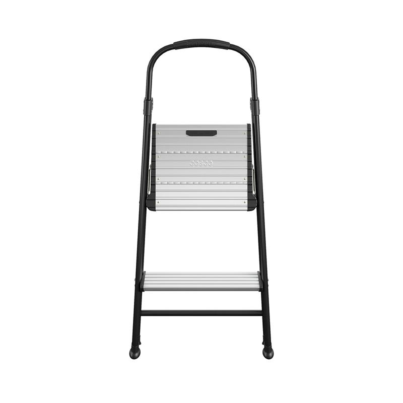 Pemberly Row Two-Step Folding Step Stool with Rubber Hand Grip in Black