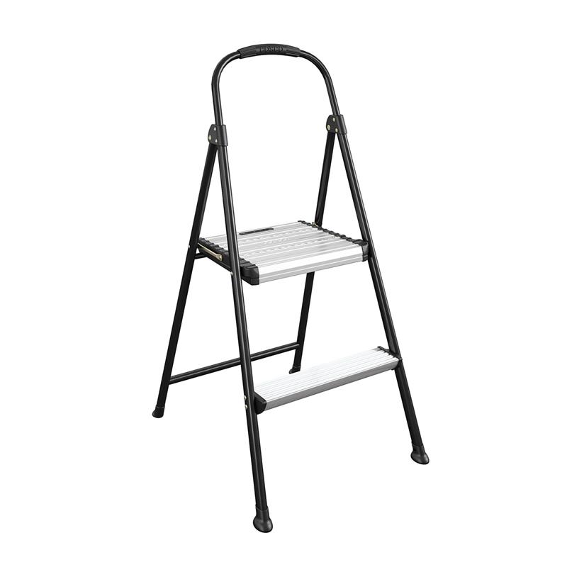 Pemberly Row Two-Step Folding Step Stool with Rubber Hand Grip in Black