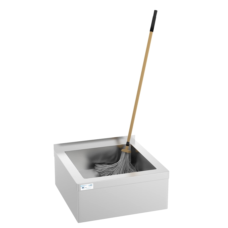 Pemberly Row Stainless Steel Floor Mop Sink with Deep Basin in Silver
