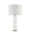 Pemberly Row Prague Alabaster and Fabric Table Lamp in White/Gold