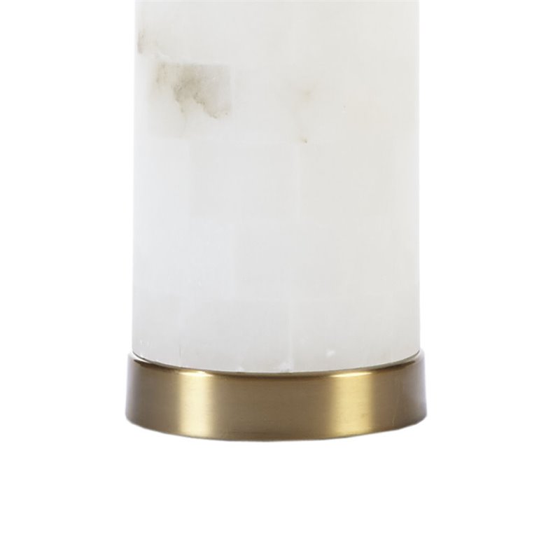 Pemberly Row Prague Alabaster and Fabric Table Lamp in White/Gold
