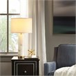 Pemberly Row Prague Alabaster and Fabric Table Lamp in White/Gold