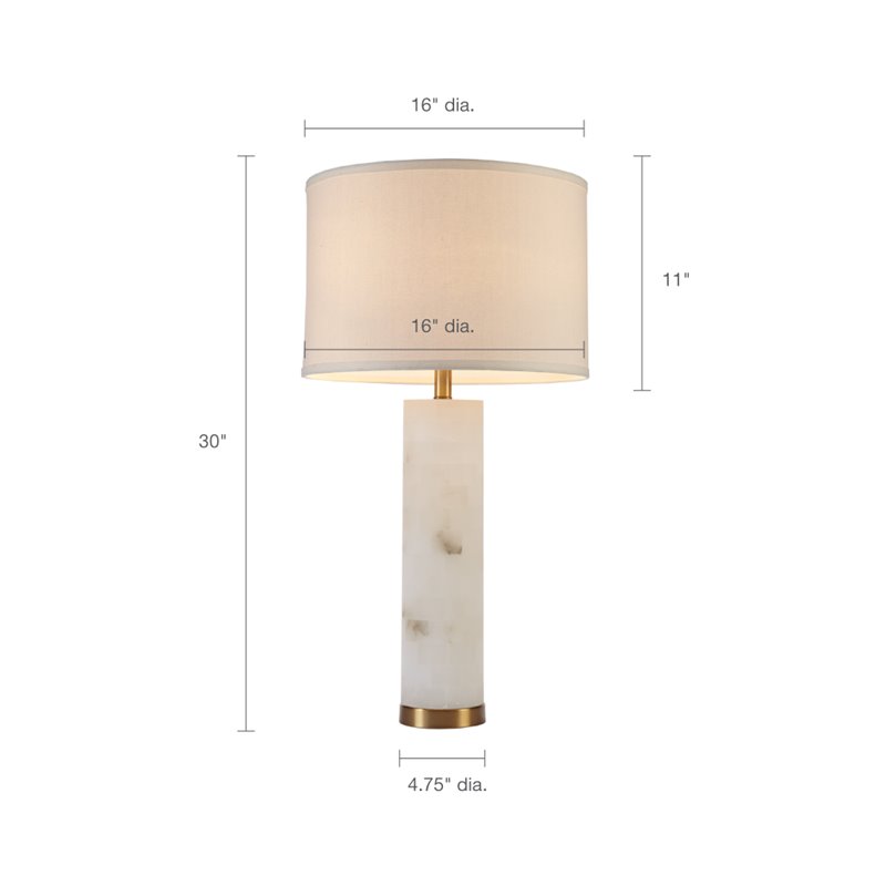 Pemberly Row Prague Alabaster and Fabric Table Lamp in White/Gold