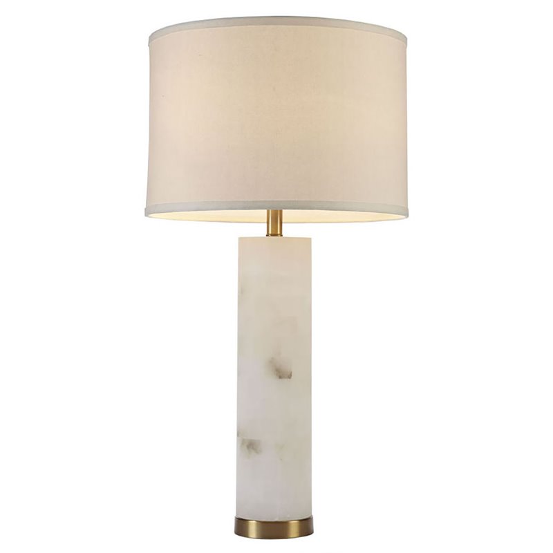 Pemberly Row Prague Alabaster and Fabric Table Lamp in White/Gold