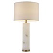Pemberly Row Prague Alabaster and Fabric Table Lamp in White/Gold