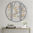Pemberly Row Transitional Metal Gingko Leaves Wall Art in Black