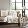 Pemberly Row 100 Percent Polyester Brushed Long Fur Knitted Throw in Ivory