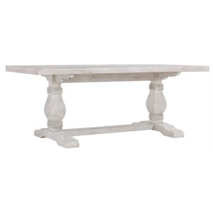 Pemberly Row 94&quot Reclaimed Solid Pine Wood Dining Table in Nordic Ivory