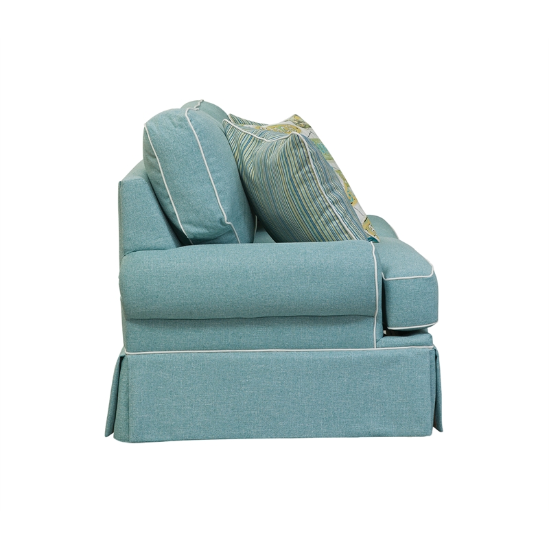 Pemberley Row Fabric Turquoise Sleeper Sofa Rectangular Reversible Unassembled