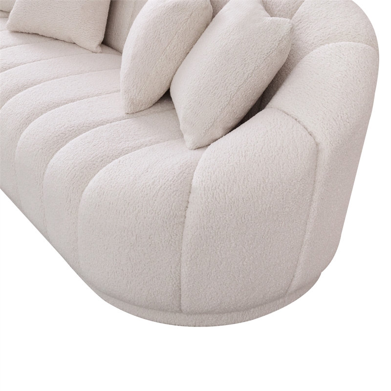 Pemberly Row Modern Japandi Style Tight Back Boucle Couch in White