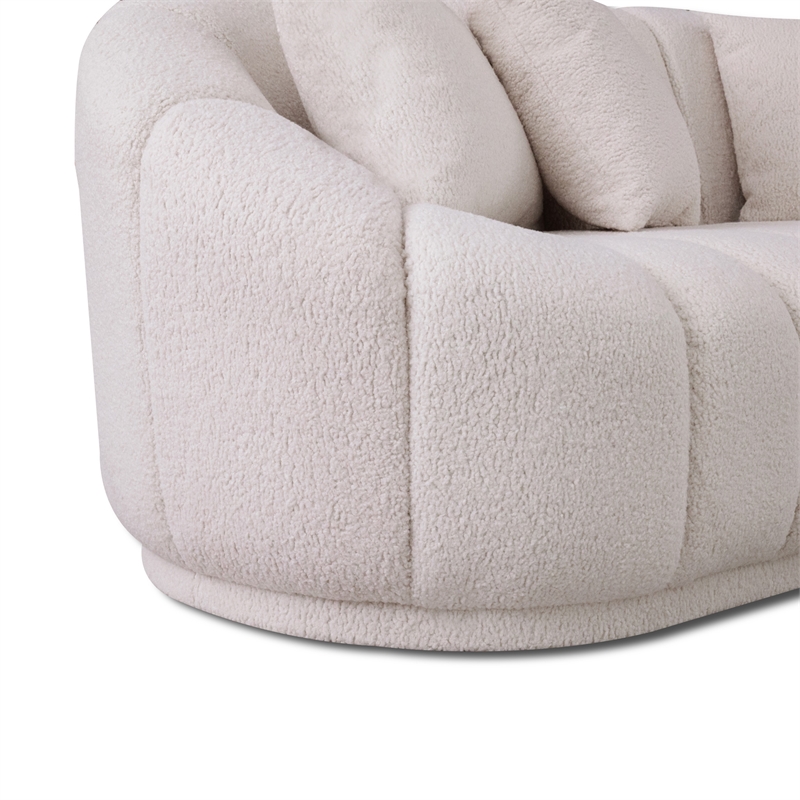 Pemberly Row Modern Japandi Style Tight Back Boucle Couch in White