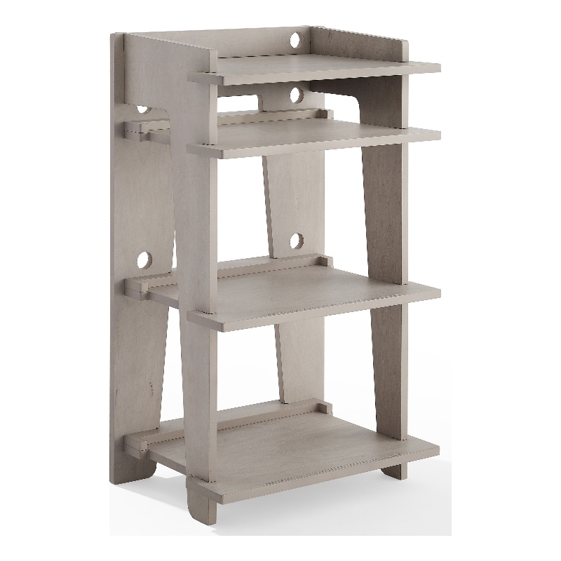 Pemberly Row MDF Wood and Birch Veneer Turntable Stand in Gray