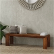 Pemberly Row Transitional Solid Mango Wood Dining Bench in Brown Finish