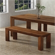 Pemberly Row Transitional Solid Mango Wood Dining Bench in Brown Finish