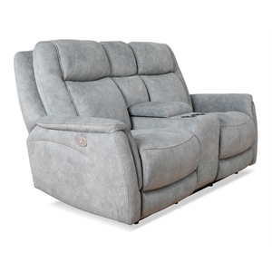 Pemberly Row Modern Gray Power Zero Gravity Console Loveseat