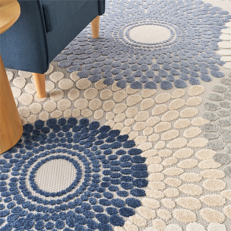 Pemberly Row 9' x 12' Blue/Gray Contemporary Indoor/Outdoor Rug