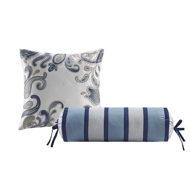 Pemberly Row Contemporary 12 Piece Complete Bed Set in Navy Finish