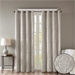Pemberly Row Knitted Jacquard Damask Total Blackout Grommet Top Curtain Panel