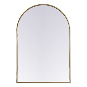 Pemberly Row 27x40&quot Arch Modern MDF Wood/Iron Mirror in Brass