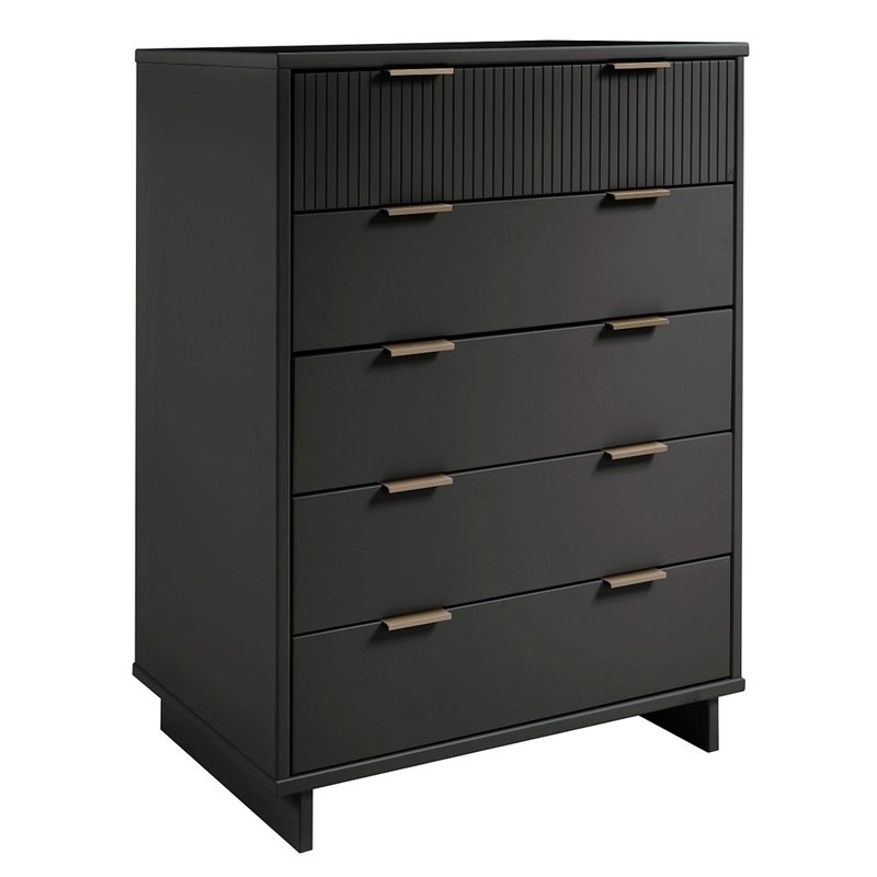 Pemberly Row Modern Tall Engineered Wood Dresser in Dark Gray