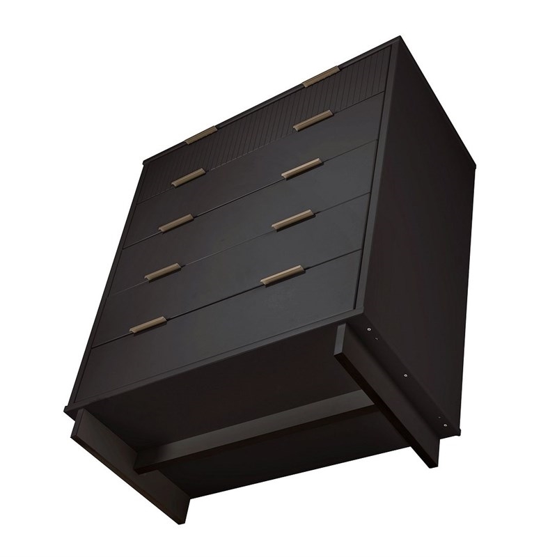 Pemberly Row Modern Tall Engineered Wood Dresser in Dark Gray