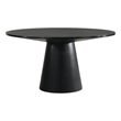 Pemberly Row Round Wood Dining Table with Cone Shaped Base in Black