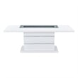 Pemberly Row Modern Wood White Dining Table with Clear Glass Inlay