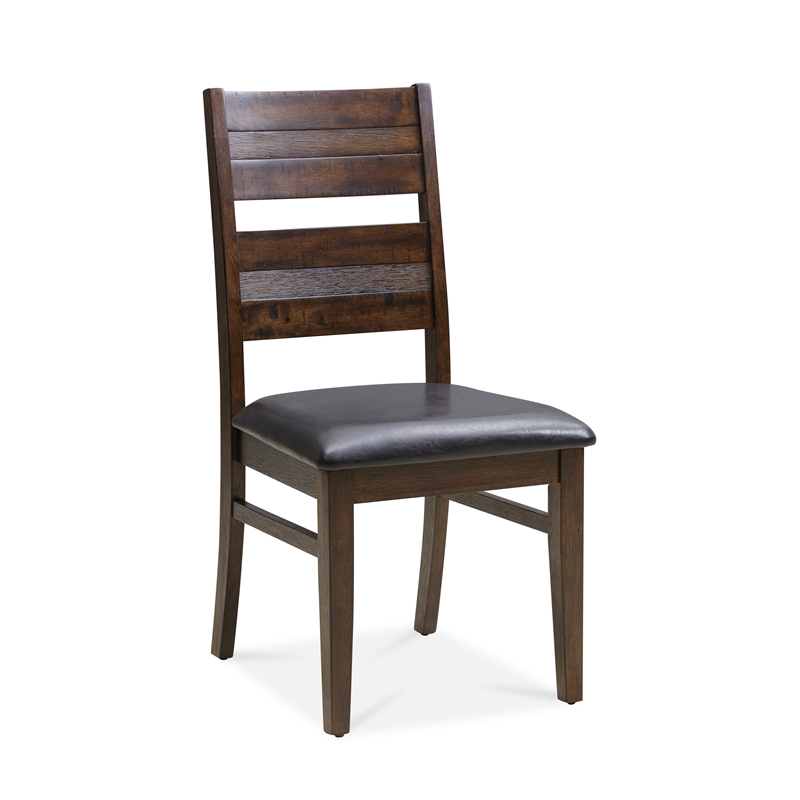 Pemberly Row 7Pc Extendable Dining Set with 6 Solid Wood Antique Brown Chairs