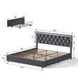 Pemberly Row Modern 4-Drawer Velvet King Size Platform Bed in Gray
