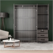 Pemberly Row Engineered Wood Wardrobe Armoire with Mirror in Gray