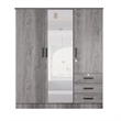 Pemberly Row Engineered Wood Wardrobe Armoire with Mirror in Gray
