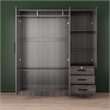 Pemberly Row Engineered Wood Wardrobe Armoire with Mirror in Gray
