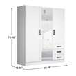 Pemberly Row Engineered Wood Wardrobe Armoire with Mirror in White