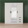 Pemberly Row Engineered Wood Wardrobe Armoire with Mirror in White