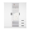Pemberly Row Engineered Wood Wardrobe Armoire with Mirror in White