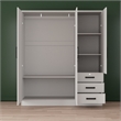 Pemberly Row Engineered Wood Wardrobe Armoire with Mirror in White