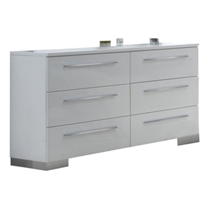 Pemberley Row Wood White Dresser Rectangular High Gloss 63&quot Unassembled